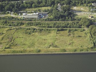 Oblique aerial view of the remains of the shipyard, taken from the S.