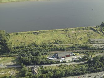 Oblique aerial view of the remains of the shipyard, taken from the N.