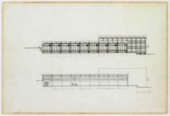 Section and NW elevation of Engineering Building.