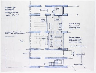 Sketch plan of proposed bookshop for Falmer House.