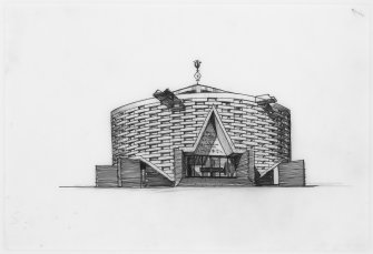 Perspective of early scheme for Meeting House.