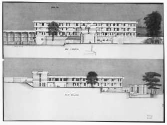 W and N elevations of Biology Building.