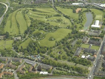 General oblique aerial view of the park and golf course, taken from the W.