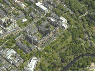 Oblique aerial view centred on the university, taken from the SW.