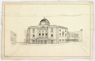 Perspective view of proposed Usher Hall from Lothian Road