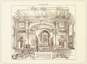 Photo-lithograph showing Perspective view of new chancel by J Graham Fairley
Taken from "The Architect", 4 August 1899