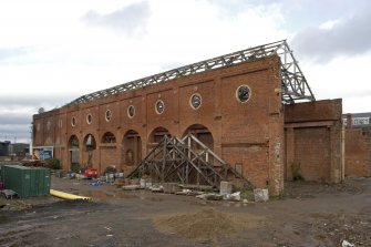 View of S wall of light machine shop (former boiler shop)