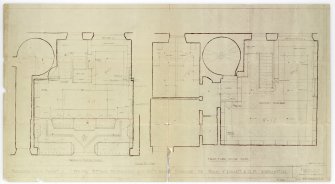 Plans, sections and elevations of additions and alterations to Nos 12 and 13. Plans of shop front and fittings for Messr Barret & Co. Roof plan.Plans, sections and elevations to Nos 12 and 13. Basement show room, first floor below shop, ground floor plan.