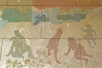 Interior. Ground floor. Main entrance foyer. Mural. Detail