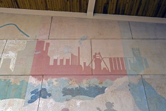 Interior. Ground floor. Main entrance foyer. Mural. Detail