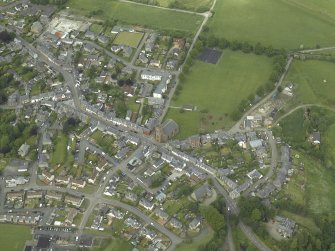 Oblique aerial view of the town centred on the churches, taken from the SSE.