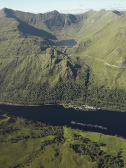 Ben Cruachan. 
General oblique aerial view centred on the dam and the electricity generating station, taken from the SW.