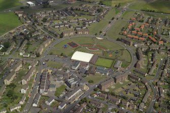 Oblique aerial view centred on the community centre, taken from the WSW.