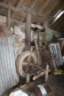 Detail of the internal gearing mechanism of the water-wheel in the threshing barn