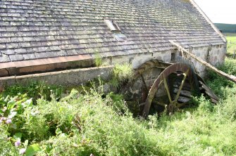 Detail of the water-wheel and sluice from NE