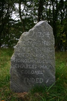 View of commemorative stone at S end of bridge, taken from S.