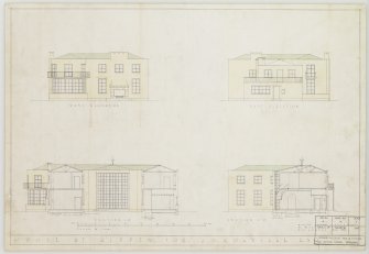 W and E sections and elevations.
