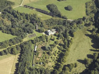 Oblique aerial view centred on the country house and park, taken from the WSW.