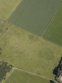 Oblique aerial view centred on the remains of the recumbent stone circle, taken from the WSW.
