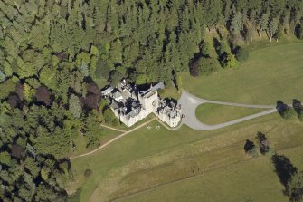 Oblique aerial view centred on the country house, taken from the WSW.