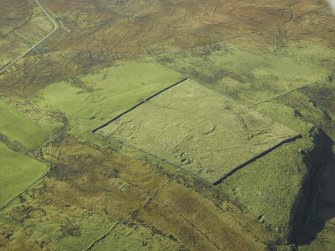 Oblique aerial view centred on the remains of the township, taken from the NE.