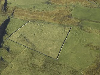 Oblique aerial view centred on the remains of the township, taken from the WSW.