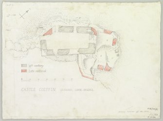Survey drawing; phased plan of Castle Coeffin at ground floor level