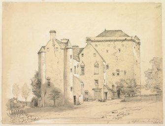Drawing of Elphinstone Tower before demolition of the wing.