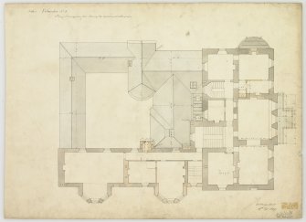 Drawing of Gilmerton House showing plan of drawing room floor with additions and alterations.