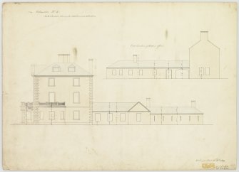 Drawing of Gilmerton House showing South elevation with alterations and additions.