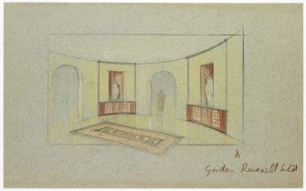 Perspective sketch showing design for interior.