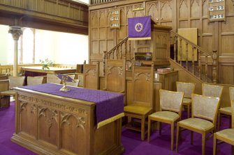 Interior. Platform and Communion Table. Detail