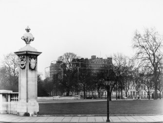 View of Queen Anne's Gate showing with montage of proposed development.