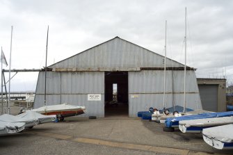 View.  Boat repair hangar (former Super Robin Aircraft Hangar) from S.