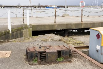 Detail.  Ground winch for slipway adjacent to the rope splicing table.