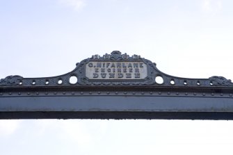 N Crossbeam, detail of manufacturer's nameplate (C. McFarlane, Engineer, Dundee)