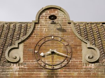 Detail.  Dutch gablet with 1930's style clock above central block S elevation of main Sandhurst Barrack Block.
