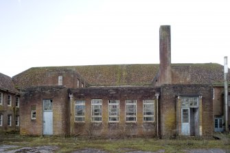 Detail.  N elevation of main Sandhurst Barrack Block showing two small boiler houses with chimney