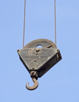 Detail of crane lifting tackle with maker's information. Babcock & Wilcox Ltd, London & Renfrew, 6 tons.