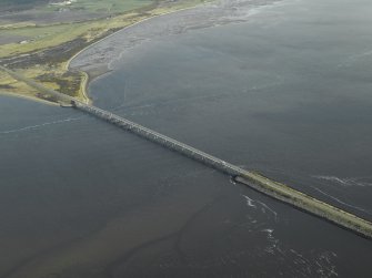 Oblique aerial view centred on the road bridge, taken from the WSW.