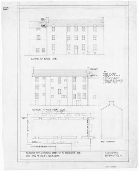 Plans and elevations of tenement at No.12 Burgess Street to be demolished for new hall at Lamb's House, Leith.