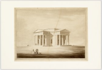 RIAS: W.H. Playfair, Rendered Perspective of Design for City Observatory, Calton Hill, Edinburgh. 
Signed: ''W.H. Playfair Esq. Architect, Intended Building, Calton Hill.''