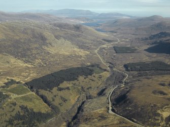 General oblique aerial view of the Dirrie More looking towards Loch Droma and Loch Glascarnoch, taken from the NW.