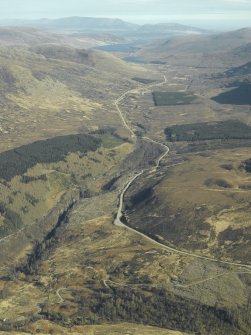 General oblique aerial view of the Dirrie More looking towards Loch Droma and Loch Glascarnoch, taken from the NW.