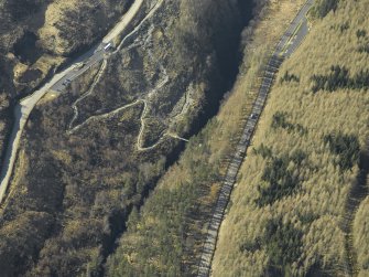 Oblique aerial view centred on the suspension bridge, taken from the ESE.