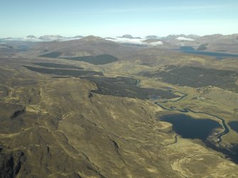 General oblique aerial view of Loch a¿ Chuilinn looking towards Fionn Bheinn, taken from the ESE.