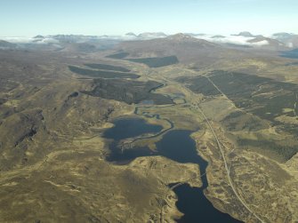 General oblique aerial view of Loch a¿ Chuilinn looking towards Fionn Bheinn, taken from the E.