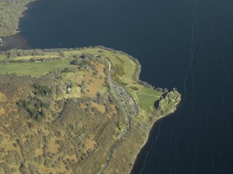General oblique aerial view centred on the castle, taken from the SW.