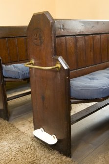 Interior. Detail of pew