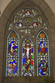 Interior. Chancel north stained glass window by William Wailes 1900